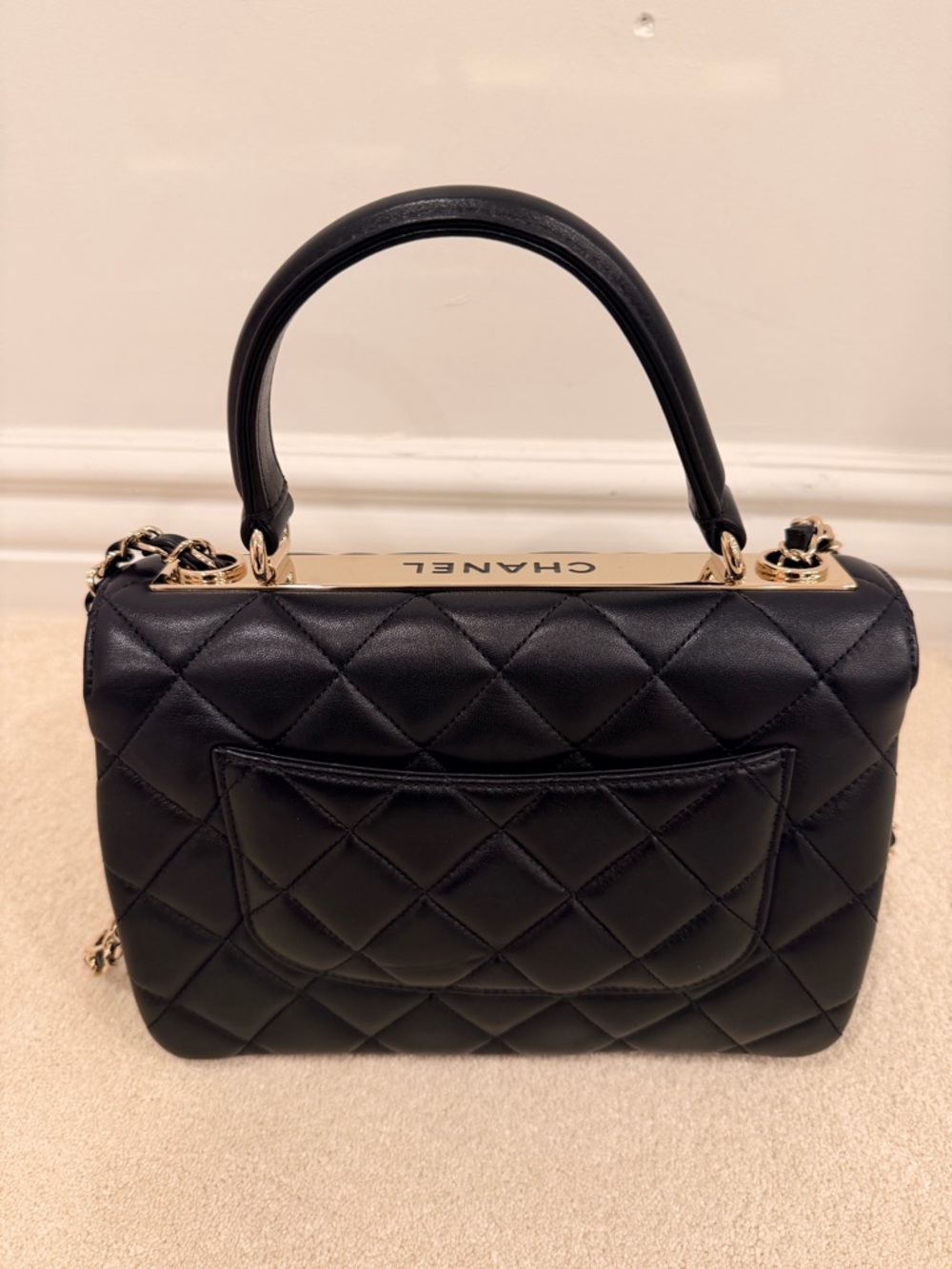 CHANEL Black Quilted Lambskin Top-Handle Satchel. - Picture 2 of 11